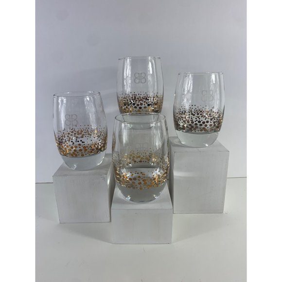Vintage Baileys Irish Cream Gold Dot Confetti Low Ball Rocks Glasses. - Picture 3 of 7